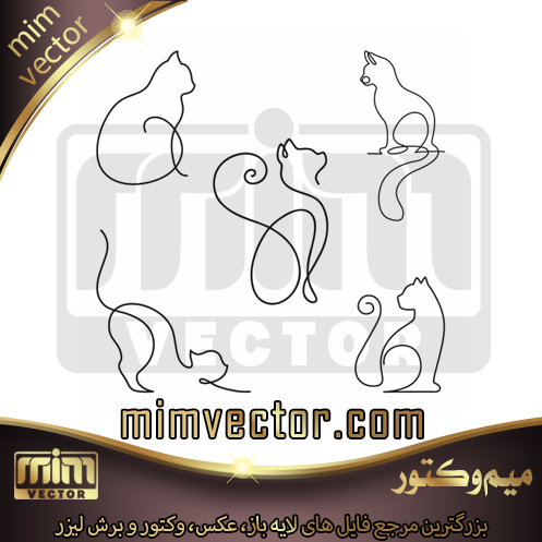 وکتور لاین آرت گربه